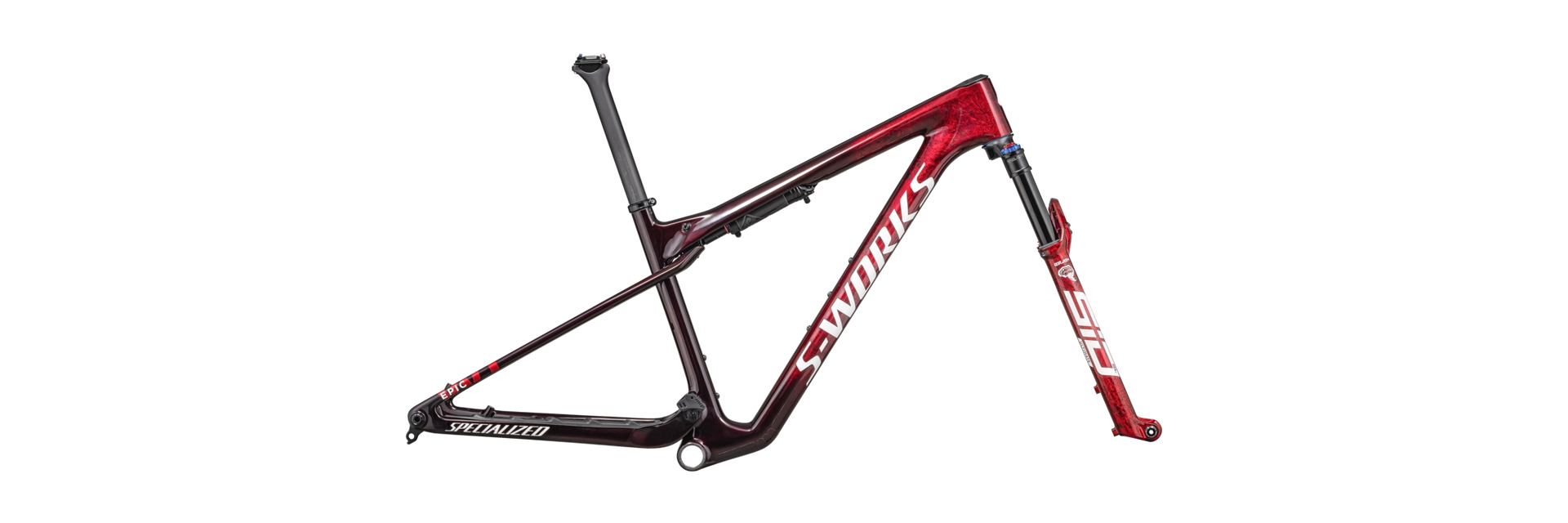 2023 Specialized S-Works Epic World Cup 29" Mountain Frameset - X-Large, GLOSS RED TINT / FLAKE SILVER GRANITE / METALLIC WHITE SILVER