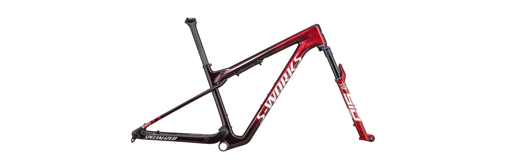 2023 Specialized S-Works Epic World Cup 29" Mountain Frameset - X-Small, GLOSS RED TINT / FLAKE SILVER GRANITE / METALLIC WHITE SILVER