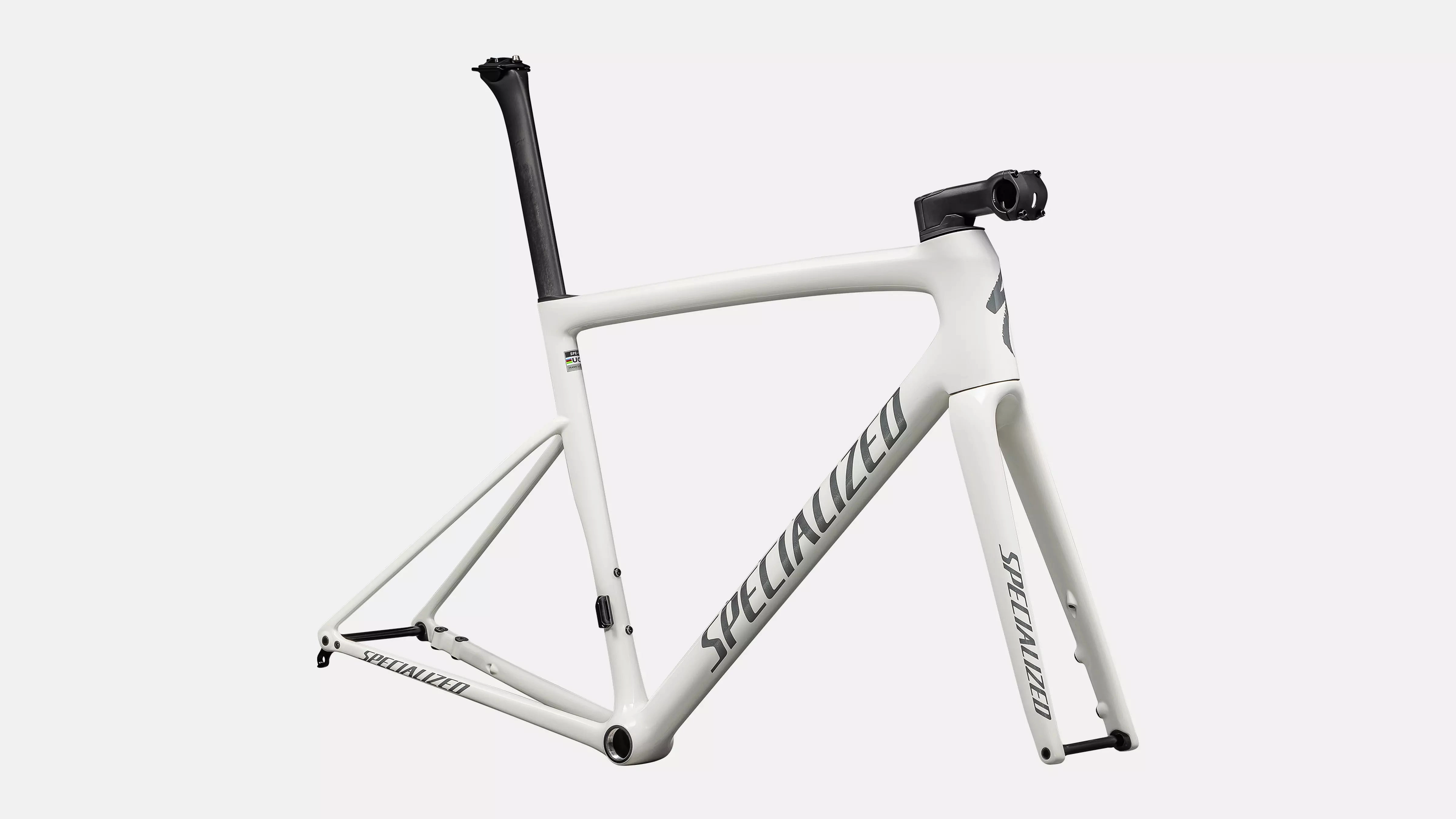 2025 Specialized Tarmac SL8 Frameset - 54cm, Gloss Dune White / Black Pearl Over Ashen