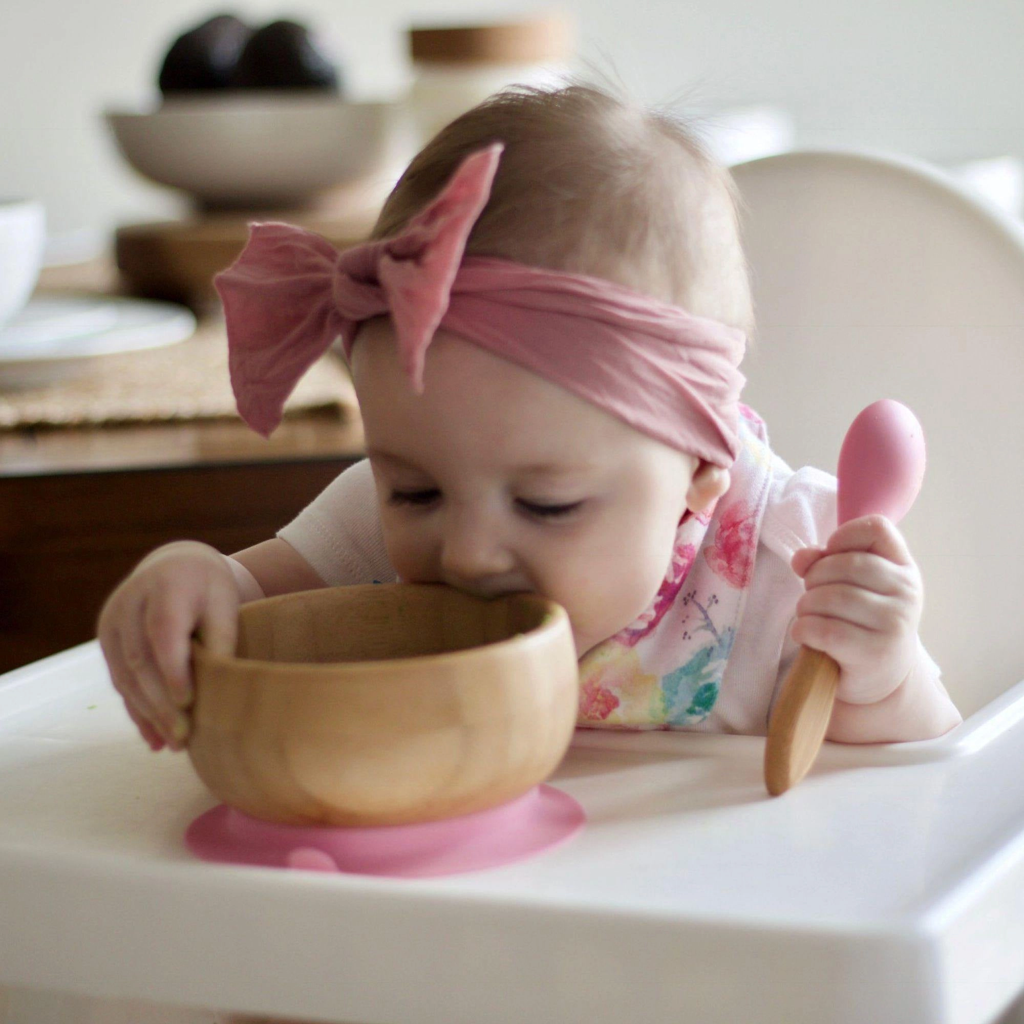 Avanchy Bamboo Suction Baby Bowl   Spoon - Grey