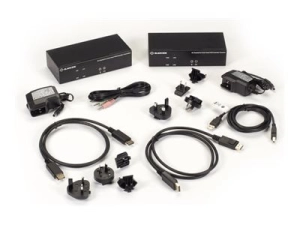 Black Box KVX Series - Kit - KVM / audio / serial / USB extender - over fiber optic - USB - up to 18.6 miles - 1U - TAA Compliant KVXLCDPF-200-SFPBN1