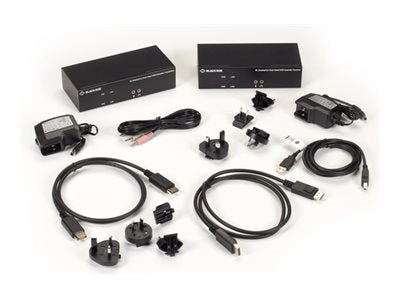 Black Box KVX Series - Kit - KVM / audio / serial / USB extender - over fiber optic - USB - up to 18.6 miles - 1U - TAA Compliant KVXLCDPF-200-SFPBN1