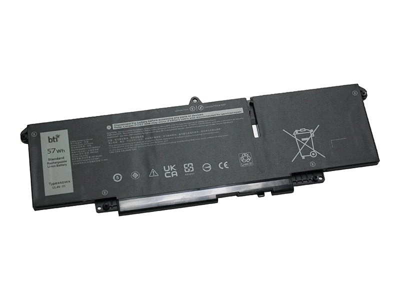 BTI - Notebook battery (equivalent to: Dell 66DWX) - lithium ion - 3-cell - 5000 mAh - 57 Wh 66DWX-BTI