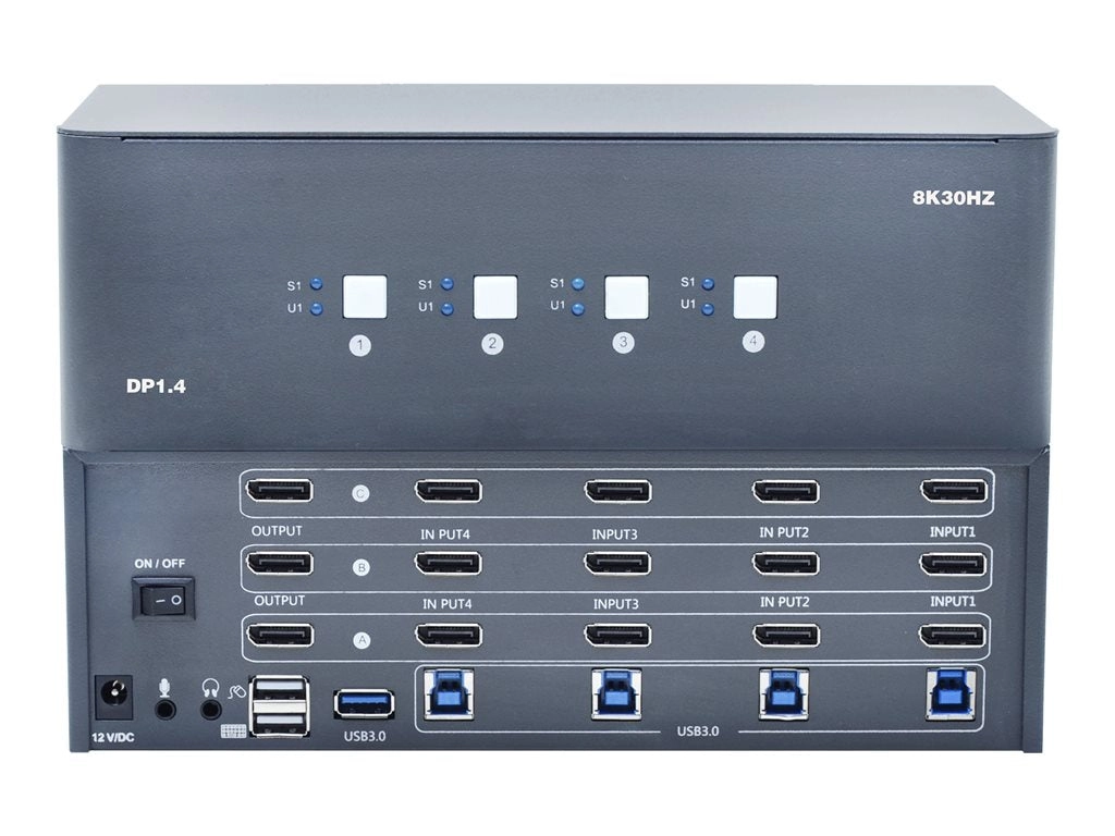 Bytecc KVM-DP4-3 - Video/audio switch - 8K, triple monitor - 3 x KVM / audio - 1 local user - desktop