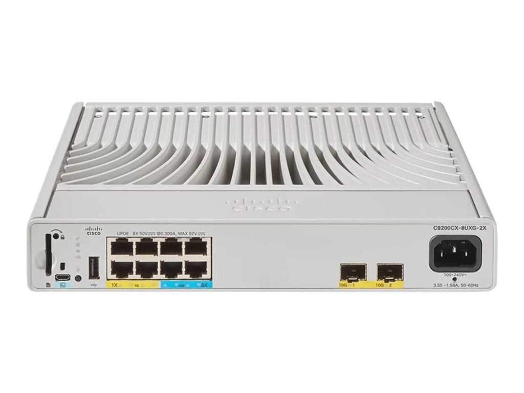 Cisco Catalyst 9200CX - Network Essentials - switch - compact - L3 - managed - 4 x 10/100/1000 (UPOE)   4 x 100/1000/2.5/5/10G C9200CX-8UXG-2X-E