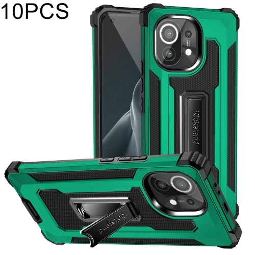 For Xiaomi Mi 11 10 PCS Knight Jazz PC TPU Shockproof Protective Case with Foldable
