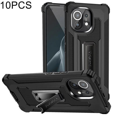 For Xiaomi Mi 11 10 PCS Knight Jazz PC TPU Shockproof Protective Case with Foldable