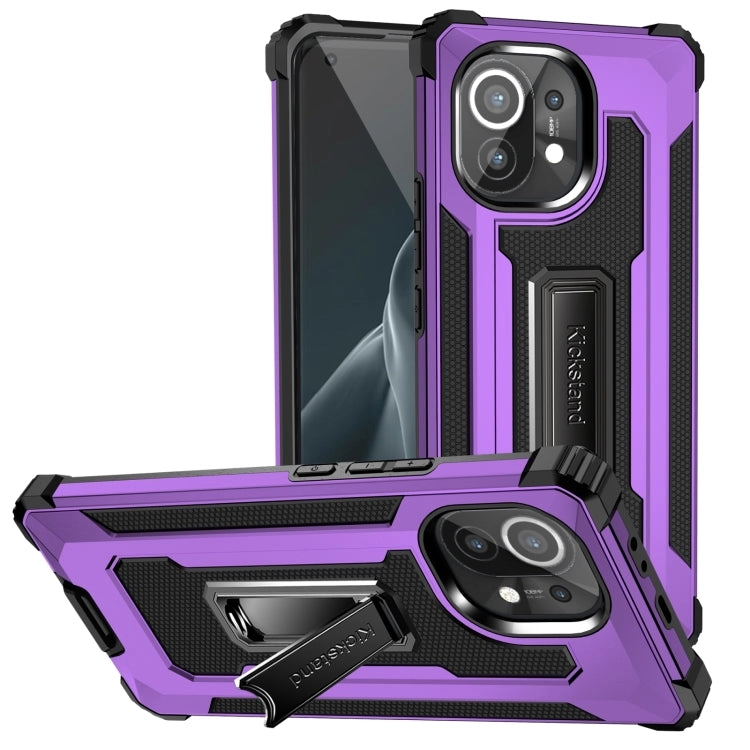 For Xiaomi Mi 11 10 PCS Knight Jazz PC TPU Shockproof Protective Case with Foldable