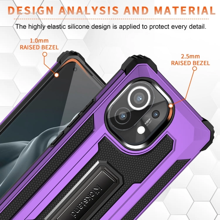 For Xiaomi Mi 11 10 PCS Knight Jazz PC TPU Shockproof Protective Case with Foldable