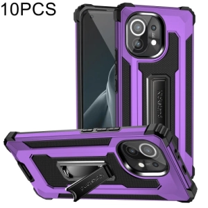 For Xiaomi Mi 11 10 PCS Knight Jazz PC TPU Shockproof Protective Case with Foldable