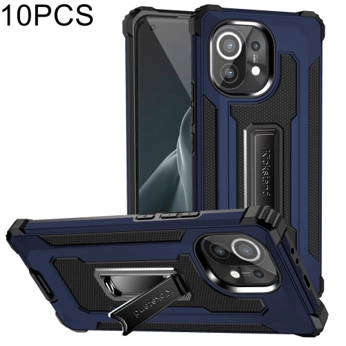 For Xiaomi Mi 11 10 PCS Knight Jazz PC TPU Shockproof Protective Case with Foldable