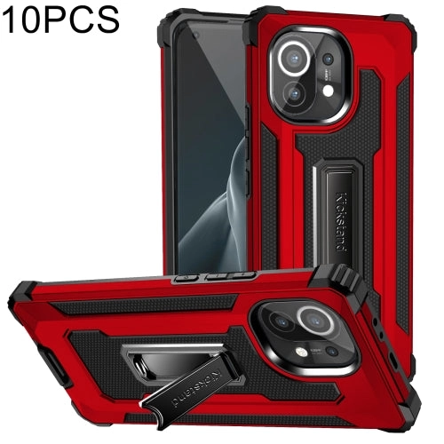 For Xiaomi Mi 11 10 PCS Knight Jazz PC TPU Shockproof Protective Case with Foldable