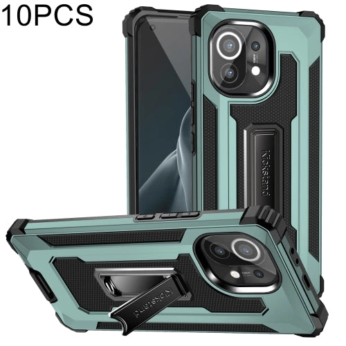 For Xiaomi Mi 11 10 PCS Knight Jazz PC TPU Shockproof Protective Case with Foldable