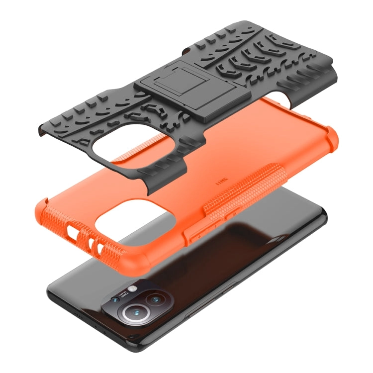 For Xiaomi Mi 11 Tire Texture Shockproof TPU PC Protective Case with