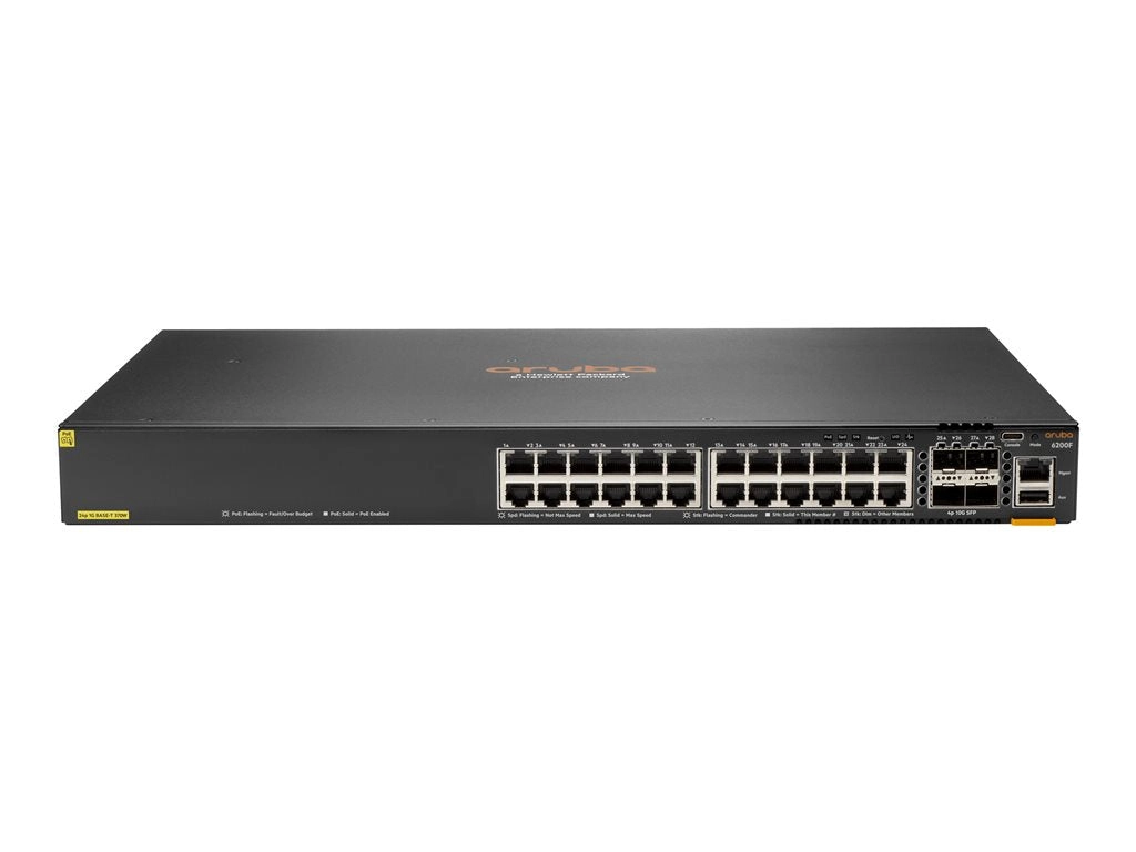 HPE Aruba 6200F 24G Class4 PoE 4SFP  370W Switch - Switch - Max. Stacking Distance 10 kms - L3 - managed - 24 x 10/100/1000 (PoE ) JL725B#B2E