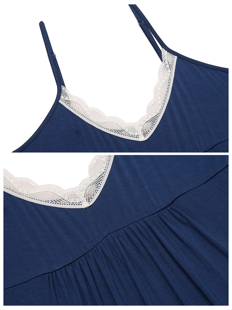 Lace Soft Chemise Sleeveless Loose Full Slip Nightgown