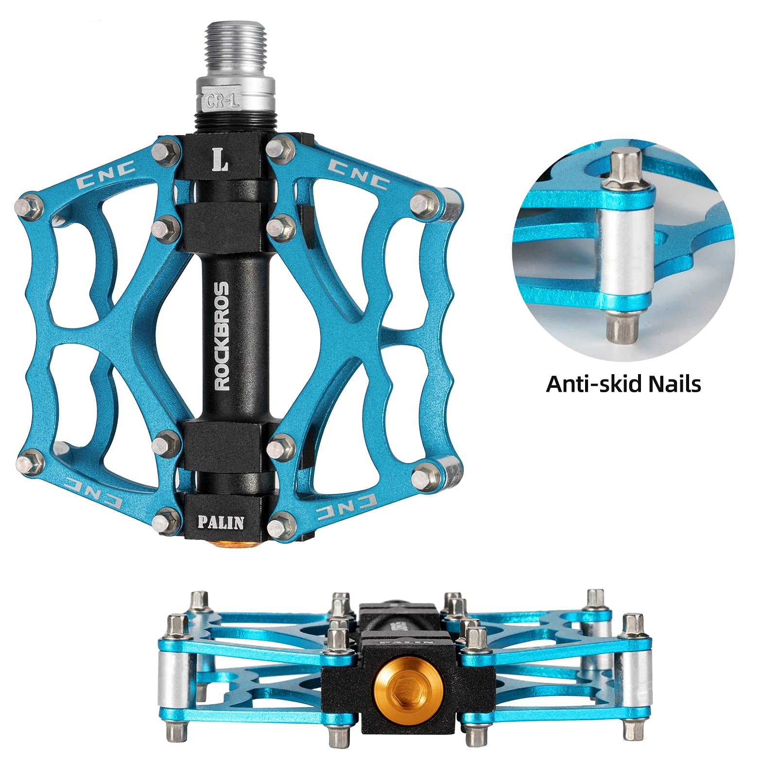 ROCKBROS Lightweight Aluminum Alloy Bike Pedals with Wide Platform Grip