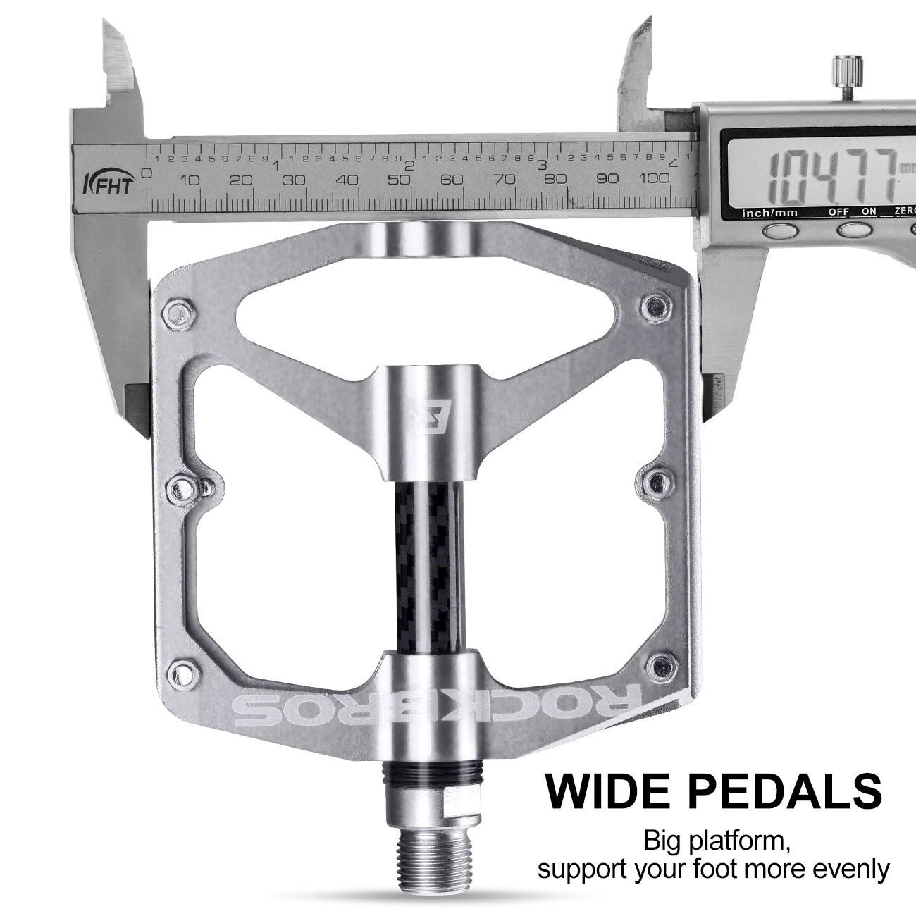 ROCKBROS Mountain MTB Bike Flat 9/16 Lightweight Carbon Fiber Sealed Bearing Pedals
