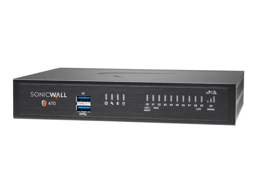 SonicWall TZ470 - Security appliance - 1GbE, 2.5GbE - NFR - desktop 02-SSC-6386
