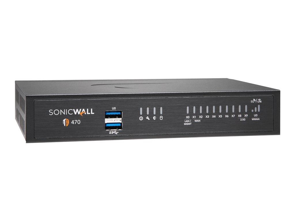 SonicWall TZ470 - Security appliance - 1GbE, 2.5GbE - NFR - desktop 02-SSC-6386