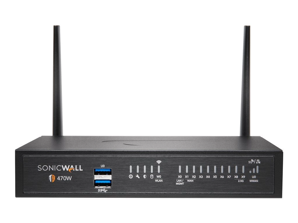 SonicWall TZ470W - Threat Edition - security appliance - 1GbE, 2.5GbE - Wi-Fi 5 - 2.4 GHz, 5 GHz - SonicWALL Secure Upgrade Plus 02-SSC-7279