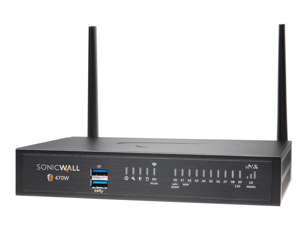 SonicWall TZ470W - Threat Edition - security appliance - 1GbE, 2.5GbE - Wi-Fi 5 - 2.4 GHz, 5 GHz - SonicWALL Secure Upgrade Plus 02-SSC-7279