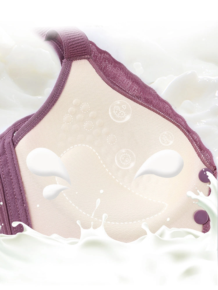 V-Neck Front Button Closure Cotton Wireless Bra